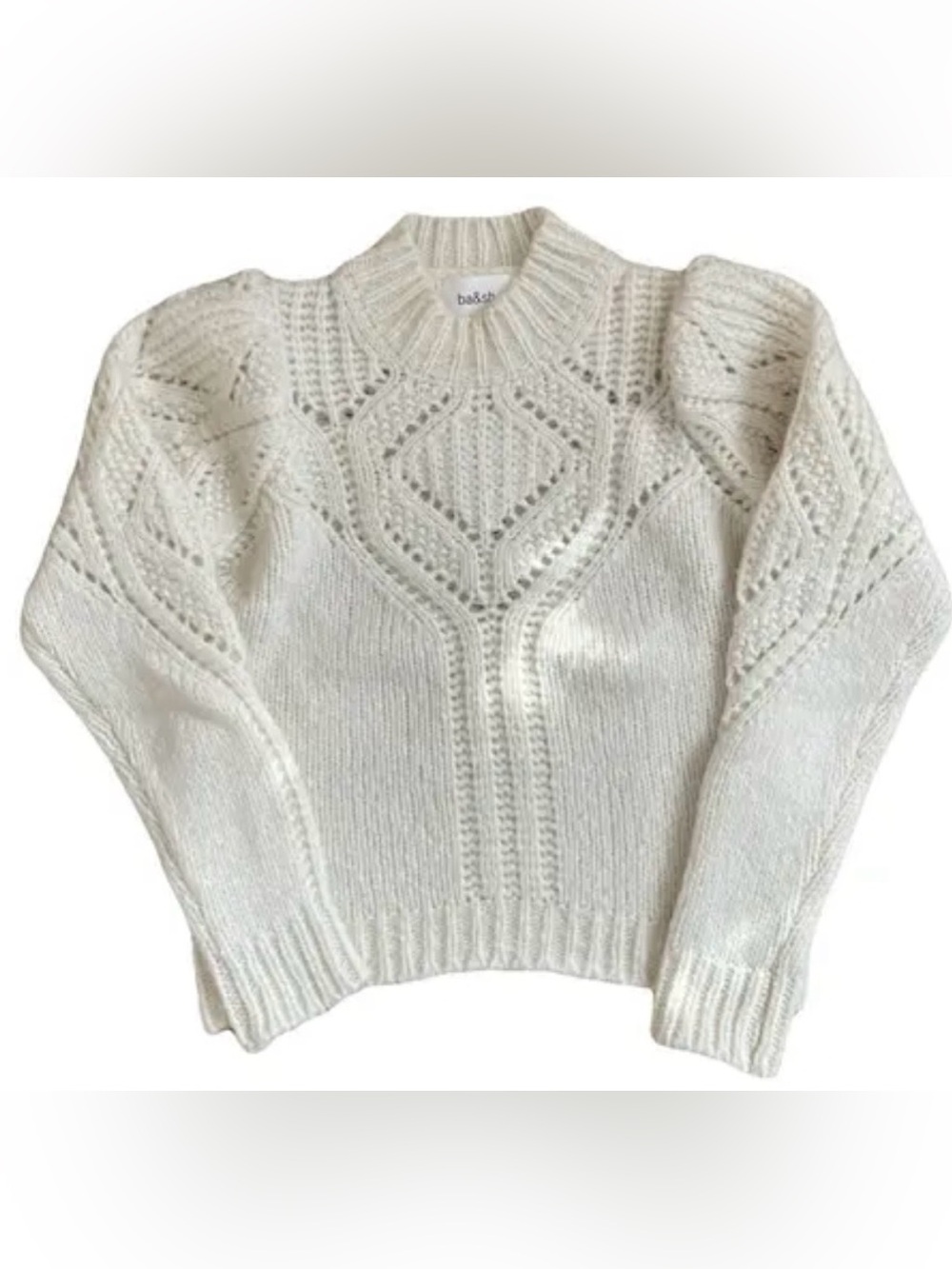 BA&SH telio ecru open pointelle knit wool blend pullover sweater sz m